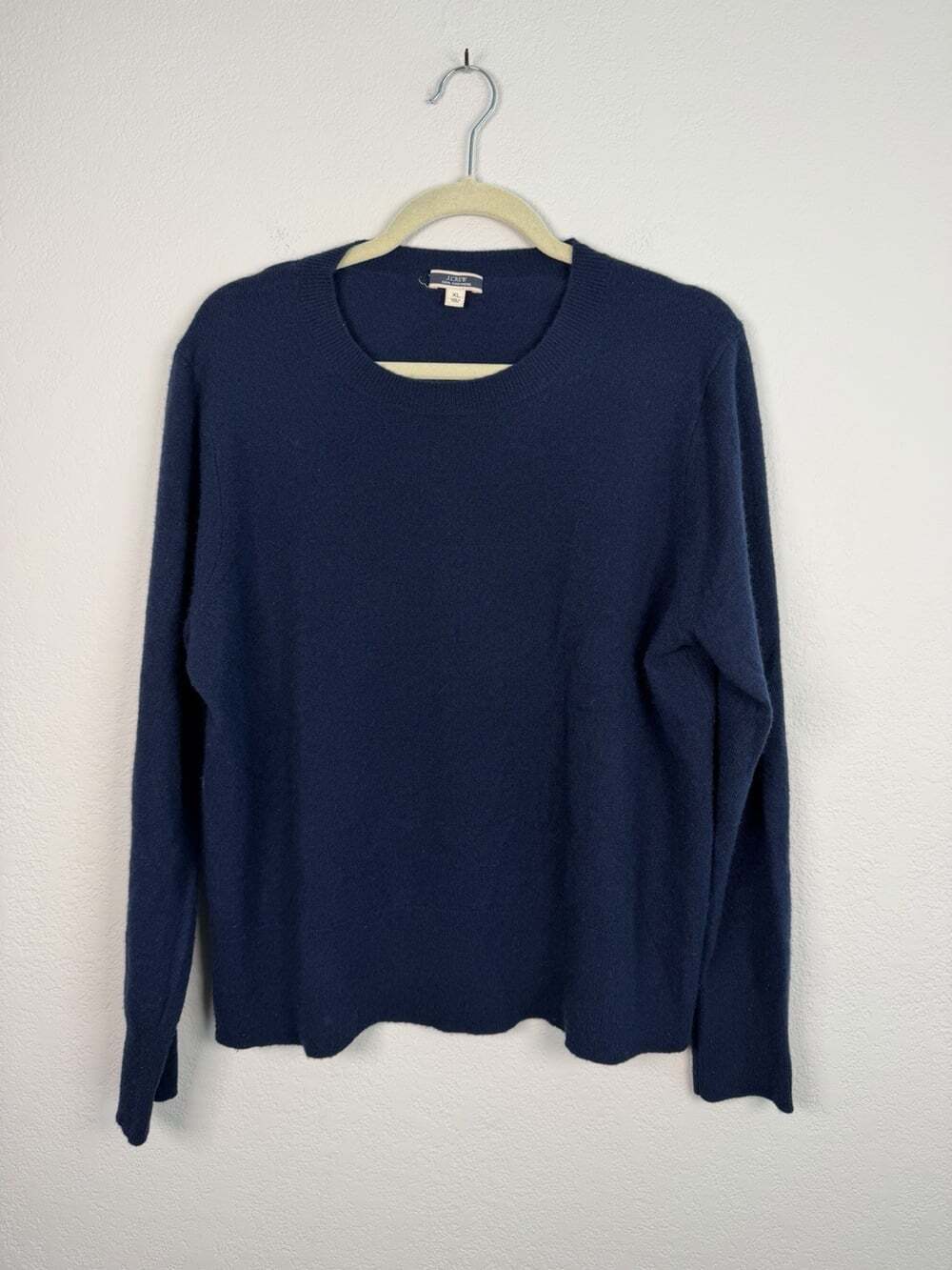 J. Crew Navy blue Crew Neck 100% Cashmere Sweater XL Extra Large Luxury